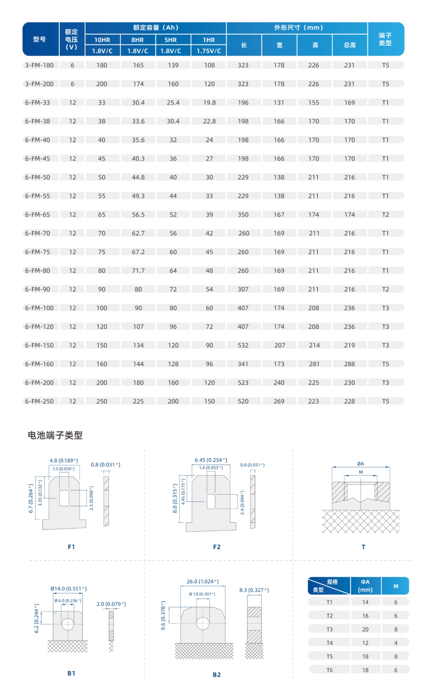 FM固定型密封电池系列33-250AH参数